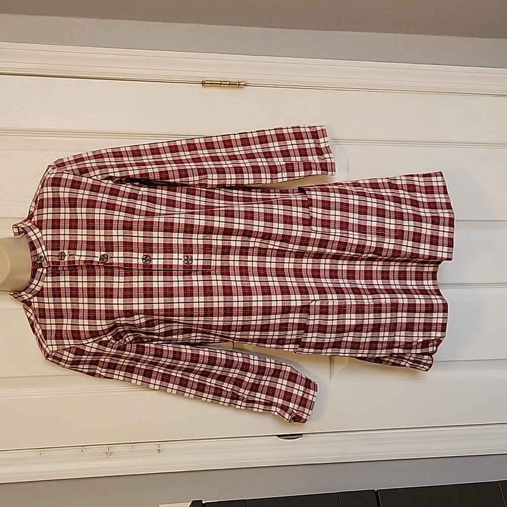 A.P.C. Red and White Plaid Midi Dress